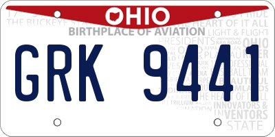 OH license plate GRK9441