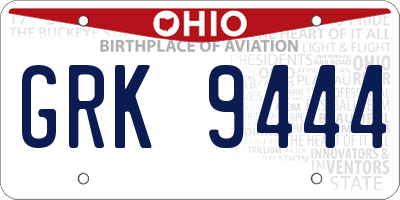 OH license plate GRK9444