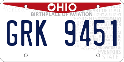 OH license plate GRK9451