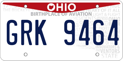 OH license plate GRK9464