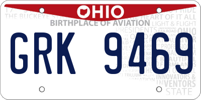 OH license plate GRK9469