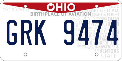 OH license plate GRK9474