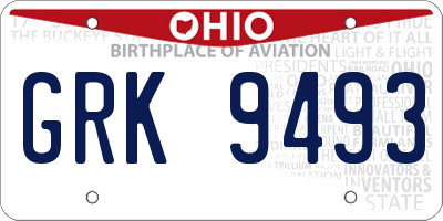 OH license plate GRK9493