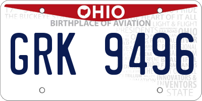 OH license plate GRK9496