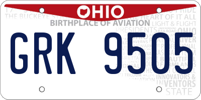 OH license plate GRK9505