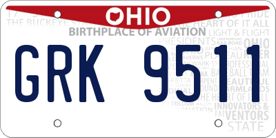 OH license plate GRK9511