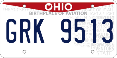 OH license plate GRK9513