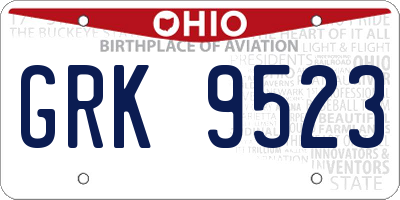 OH license plate GRK9523