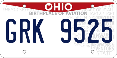 OH license plate GRK9525
