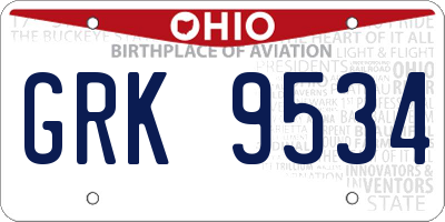 OH license plate GRK9534