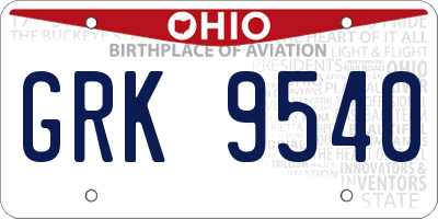 OH license plate GRK9540