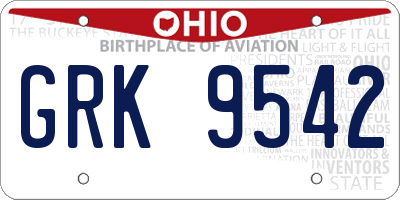 OH license plate GRK9542