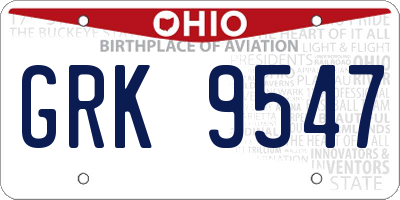 OH license plate GRK9547