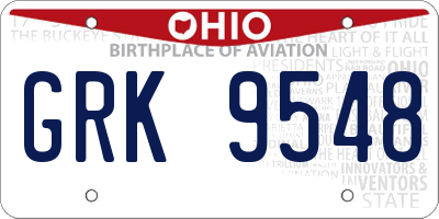 OH license plate GRK9548