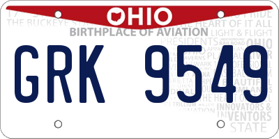OH license plate GRK9549