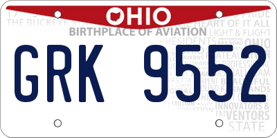 OH license plate GRK9552