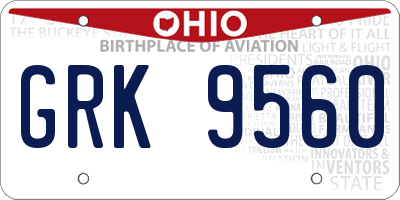 OH license plate GRK9560