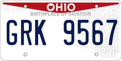 OH license plate GRK9567