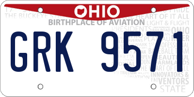 OH license plate GRK9571