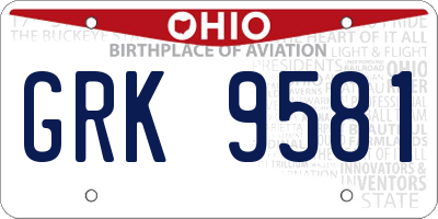 OH license plate GRK9581