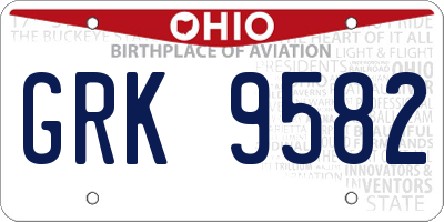 OH license plate GRK9582