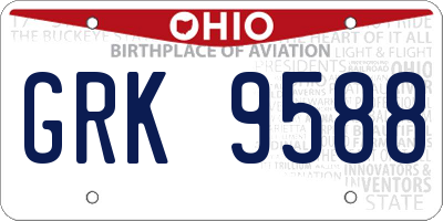 OH license plate GRK9588