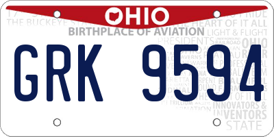 OH license plate GRK9594