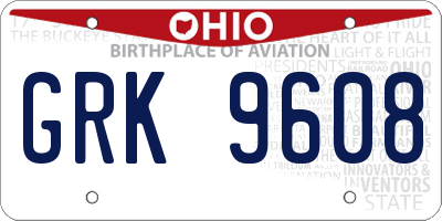 OH license plate GRK9608