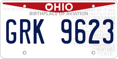 OH license plate GRK9623