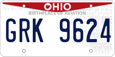OH license plate GRK9624
