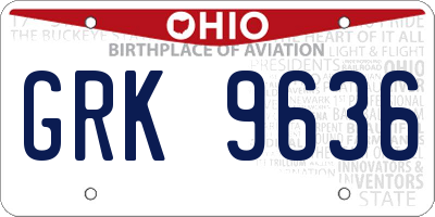 OH license plate GRK9636