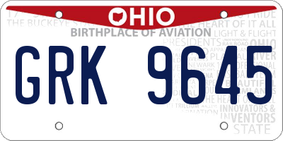 OH license plate GRK9645