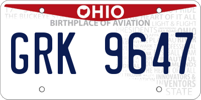 OH license plate GRK9647