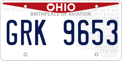 OH license plate GRK9653