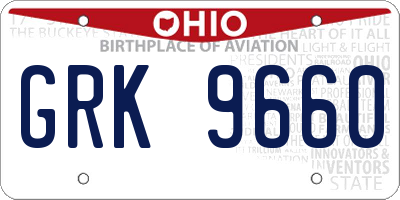 OH license plate GRK9660