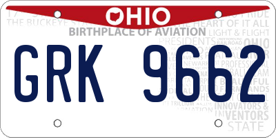 OH license plate GRK9662