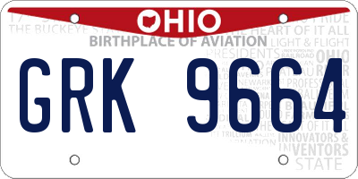 OH license plate GRK9664