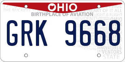 OH license plate GRK9668