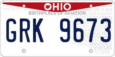 OH license plate GRK9673