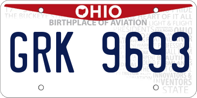 OH license plate GRK9693