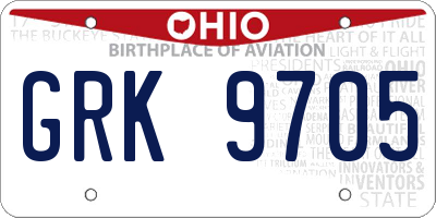 OH license plate GRK9705