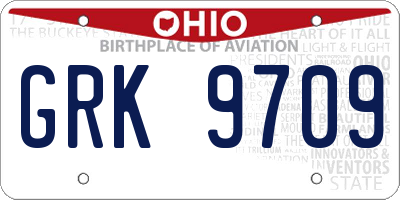 OH license plate GRK9709