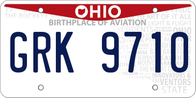 OH license plate GRK9710