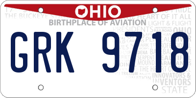 OH license plate GRK9718