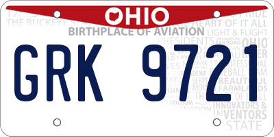 OH license plate GRK9721
