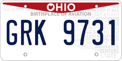 OH license plate GRK9731