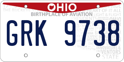 OH license plate GRK9738