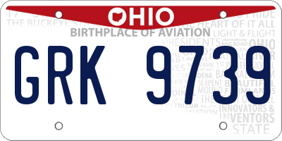 OH license plate GRK9739