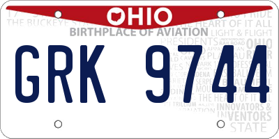 OH license plate GRK9744
