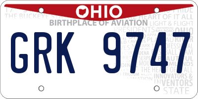 OH license plate GRK9747